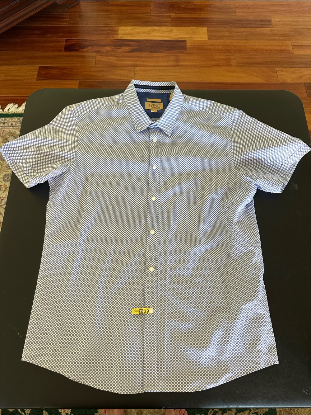 Joseph Abboud Men’s Short-Sleeve Geometric Print Shirt Light Blue Slim Fit Large